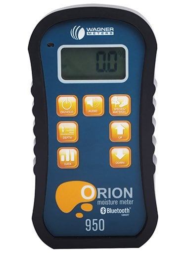 Wagner Orion 950 Smart Pinless Wood Moisture Meter with Internal EMC Calculator and Temperature RH Sensor Kit with NIST Traceable On-Demand Calibrator - 2 Year Certification Period, 890-00950-002